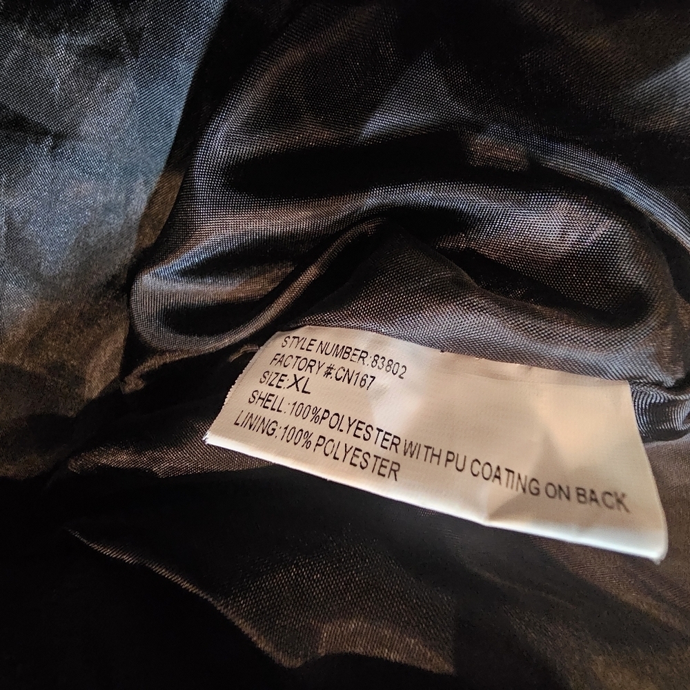 Armadillo Black Bomber Jacket Men’s XL Tan Collar Zip Front Windbreaker Style - Picture 5 of 11